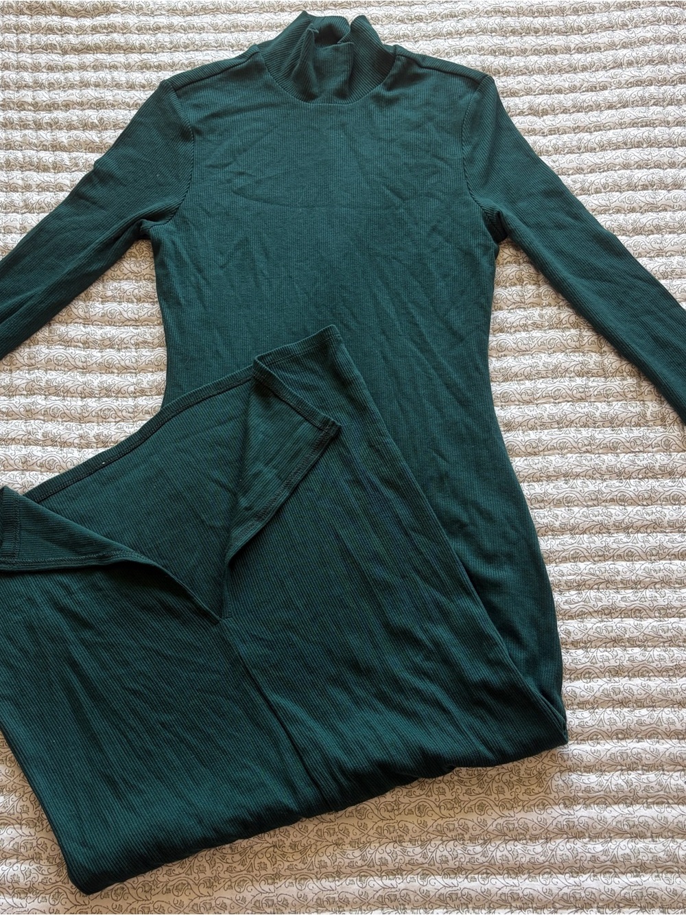 Marine Layer Dark Teal Ribbed Mock Neck Maxi Dress
